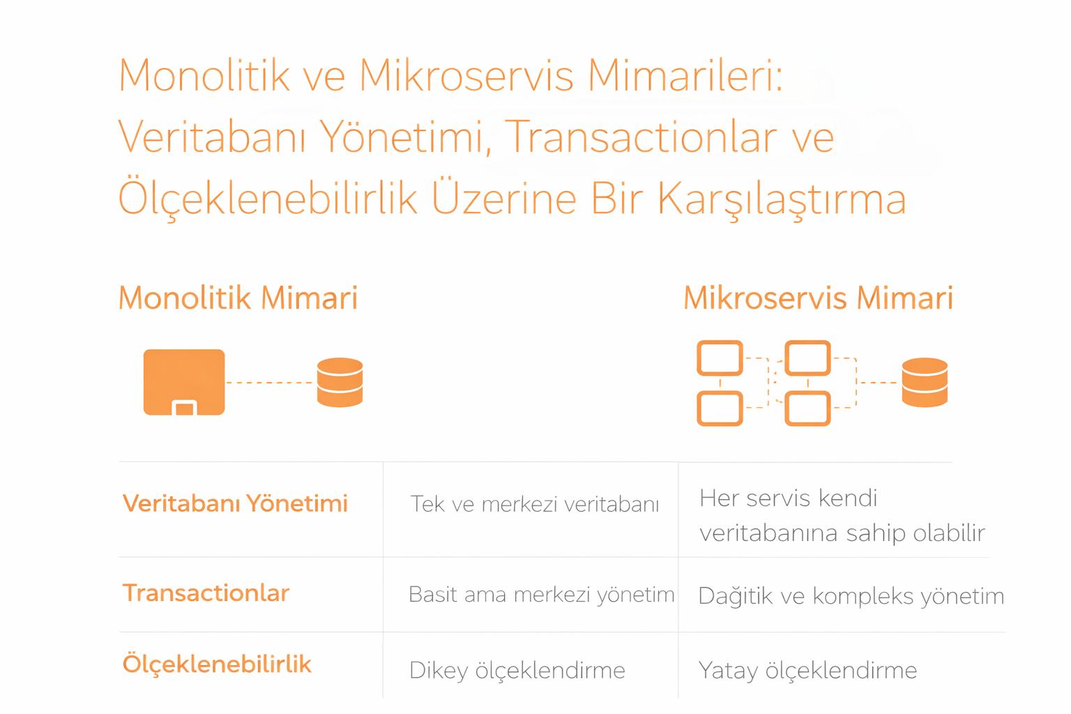 Monolitik ve Mikroservis Mimarileri: Veritabanı Yönetimi, Transactionlar ve Ölçeklenebilirlik Üzerine Bir Karşılaştırma